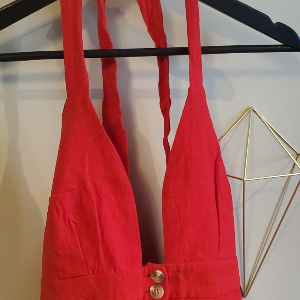 Red Halter Summer Dress - Picture 3 of 7